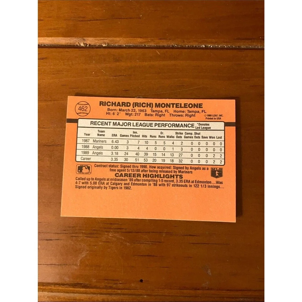 1990 Donruss Anaheim Angels Baseball Card Trading Card